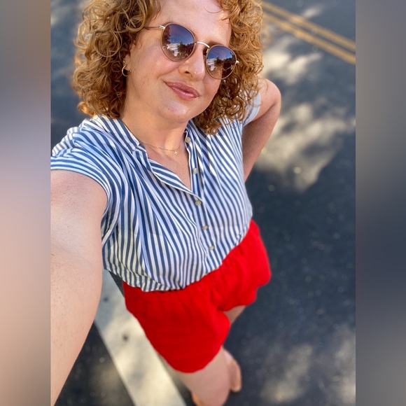 Madewell Blue and White Striped Cotton Button-Up Shirt - Picture 6 of 6